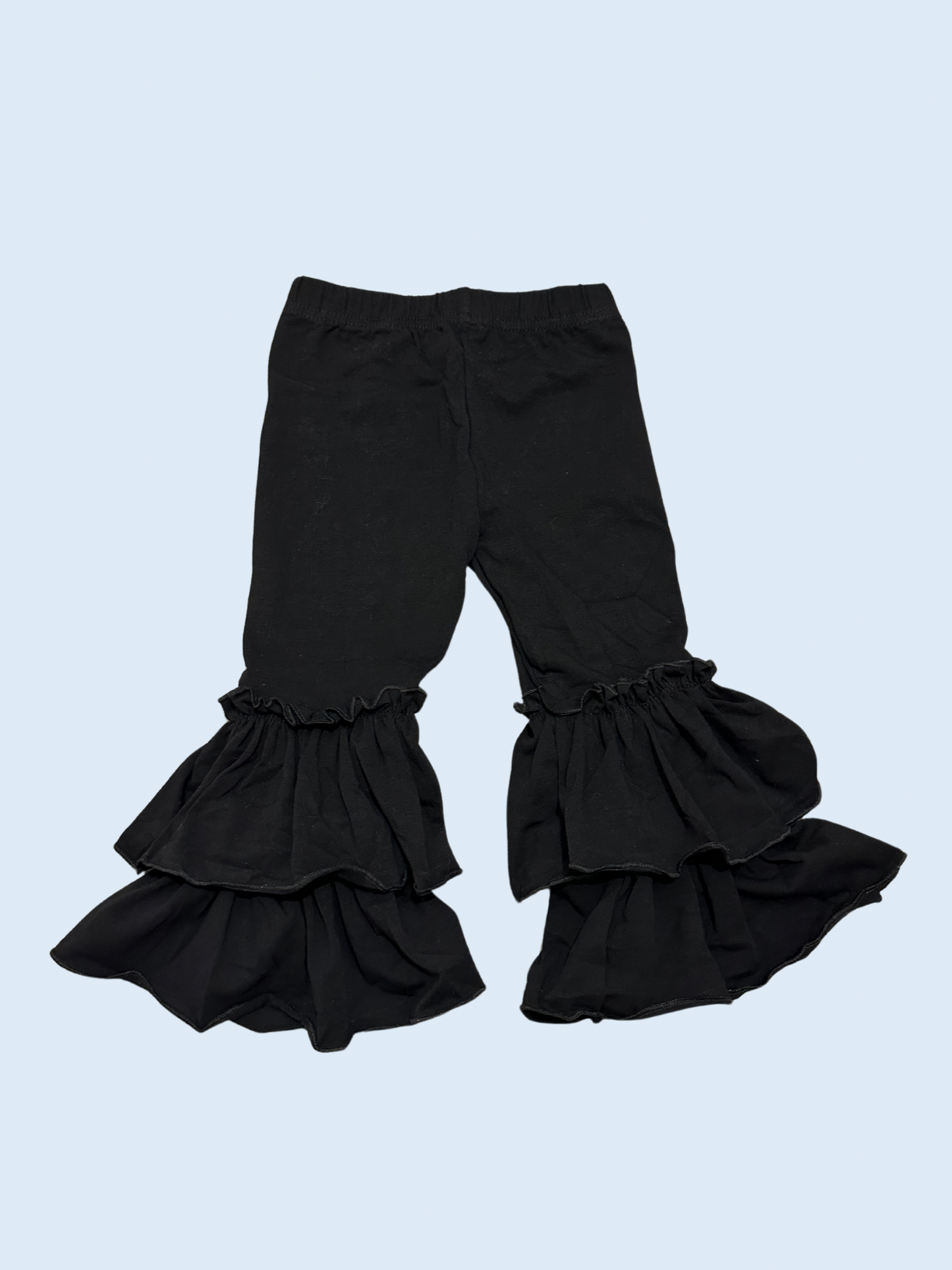 Black Double Ruffle Bell Bottoms